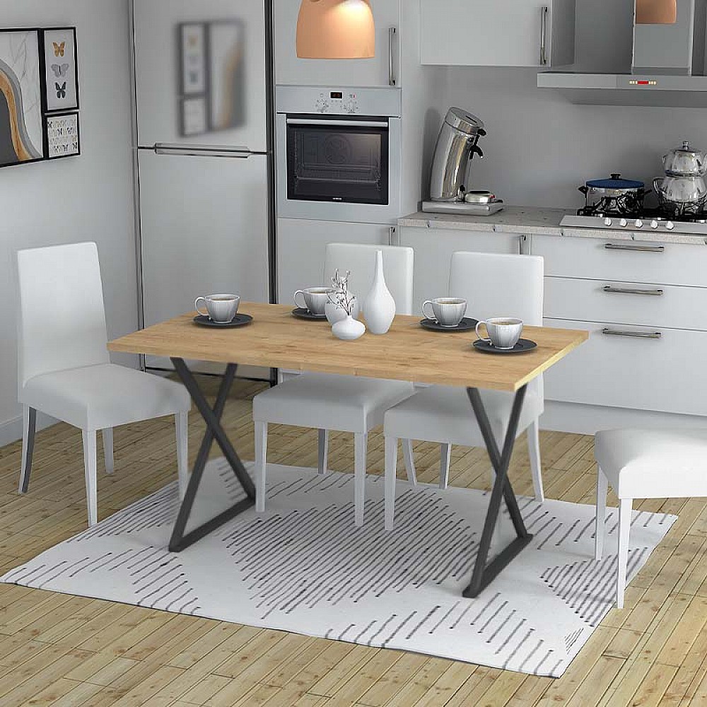 Τραπέζι Bette Megapap χρώμα sonoma - ανθρακί 140x80x76εκ.
