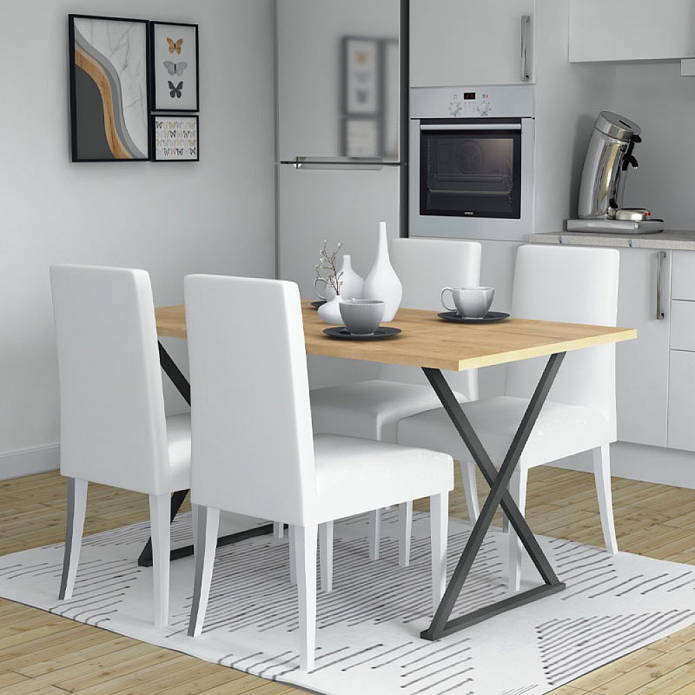 Τραπέζι Bette Megapap χρώμα sonoma - ανθρακί 140x80x76εκ.