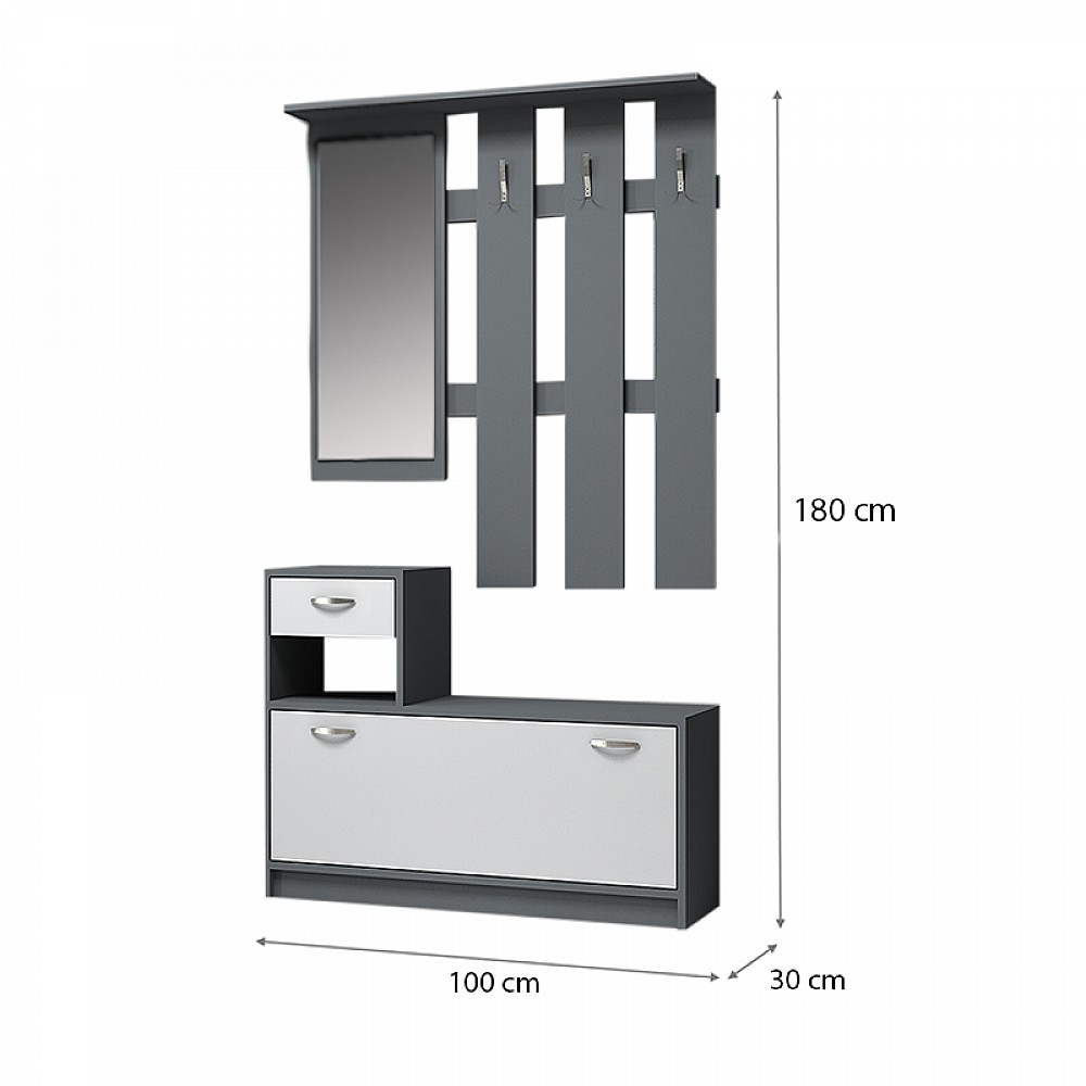 Έπιπλο εισόδου Raynold Megapap χρώμα φυσικό - λευκό 100x30x180εκ. Έπιπλο εισόδου Raynold Megapap χρώμα φυσικό - λευκό 100x30x180εκ.