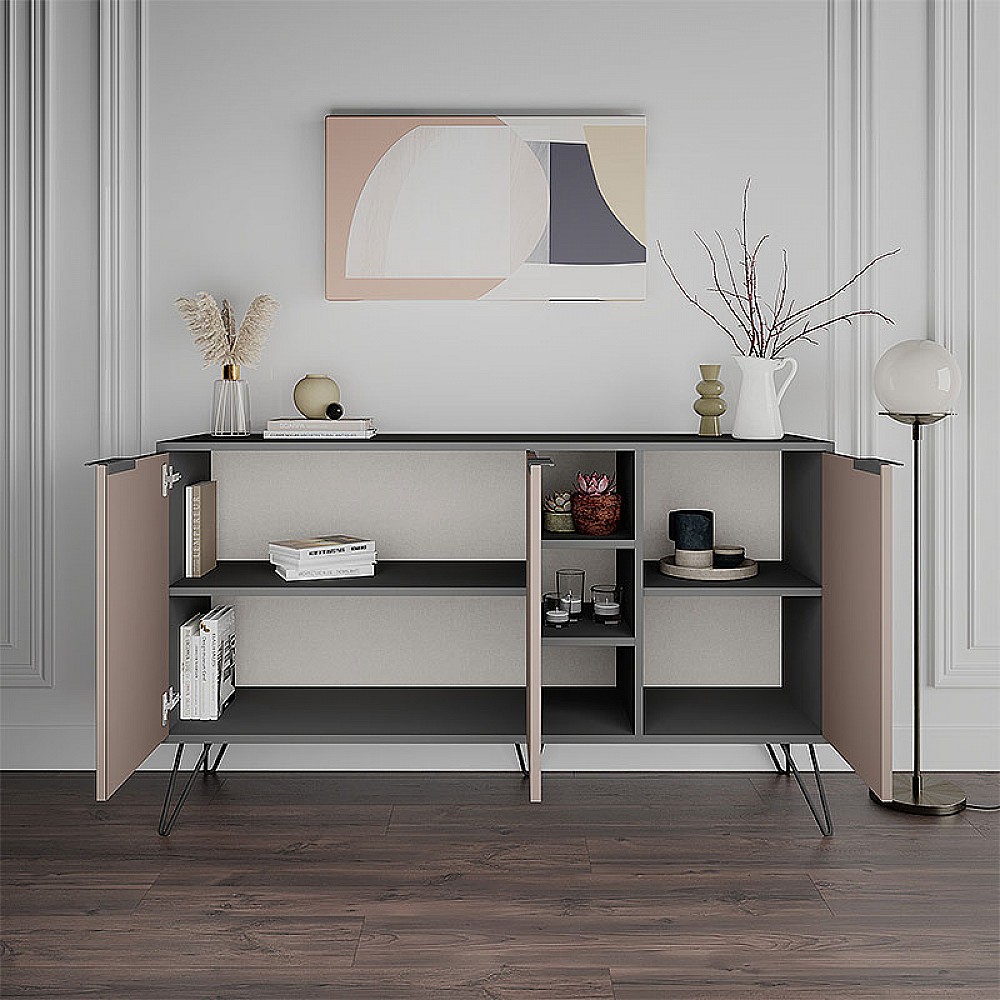 Μπουφές Clara Megapap χρώμα ανθρακί - ανοιχτή μόκα 142x35,6x83εκ. Μπουφές Clara Megapap χρώμα ανθρακί - ανοιχτή μόκα 142x35,6x83εκ.