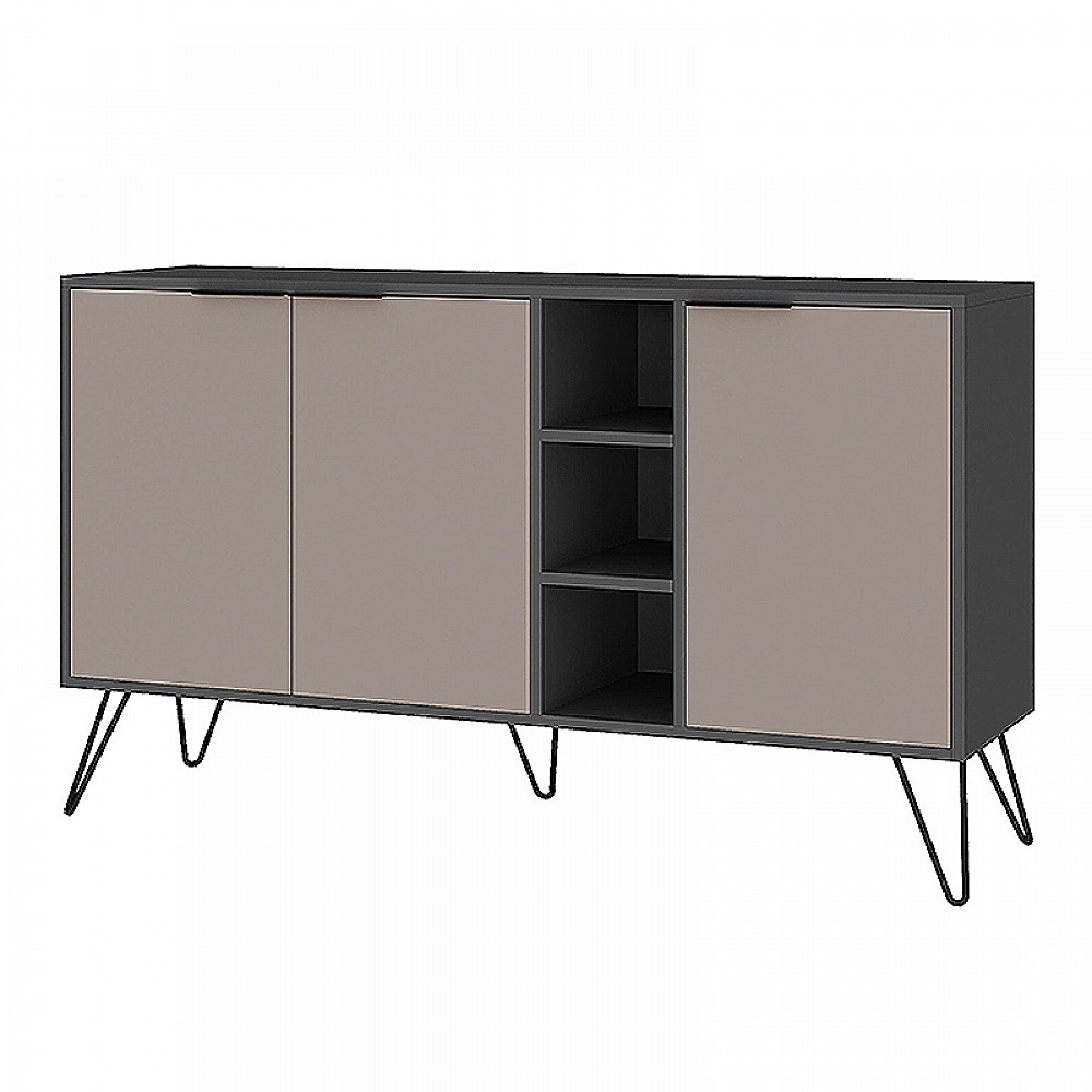 Μπουφές Clara Megapap χρώμα ανθρακί - ανοιχτή μόκα 142x35,6x83εκ. Μπουφές Clara Megapap χρώμα ανθρακί - ανοιχτή μόκα 142x35,6x83εκ.