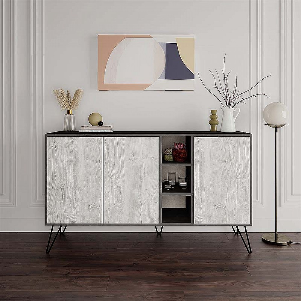 Μπουφές Clara Megapap χρώμα γκρι ρετρό - λευκό αντικέ 142x35,6x83εκ. Μπουφές Clara Megapap χρώμα γκρι ρετρό - λευκό αντικέ 142x35,6x83εκ.