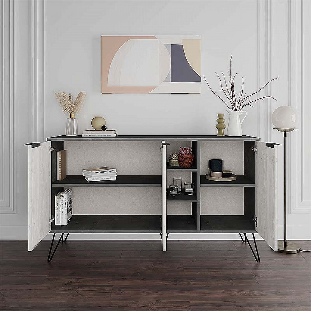 Μπουφές Clara Megapap χρώμα γκρι ρετρό - λευκό αντικέ 142x35,6x83εκ. Μπουφές Clara Megapap χρώμα γκρι ρετρό - λευκό αντικέ 142x35,6x83εκ.