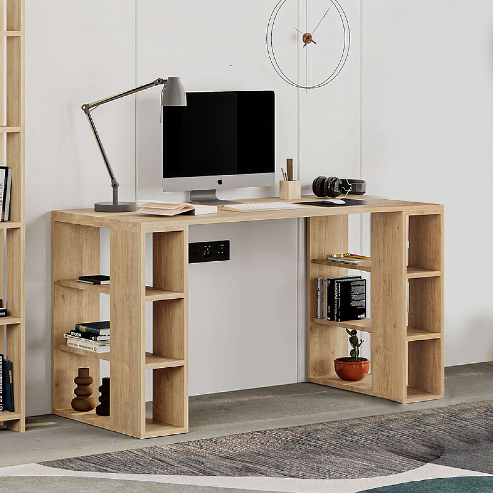 Γραφείο εργασίας Colmar Megapap χρώμα sapphire oak 140x60x75εκ Γραφείο εργασίας Colmar Megapap χρώμα sapphire oak 140x60x75εκ