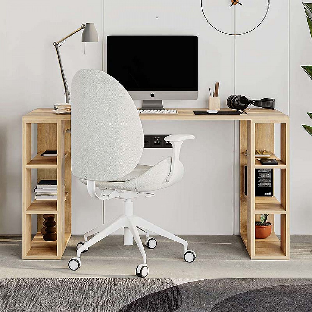 Γραφείο εργασίας Colmar Megapap χρώμα sapphire oak 140x60x75εκ Γραφείο εργασίας Colmar Megapap χρώμα sapphire oak 140x60x75εκ