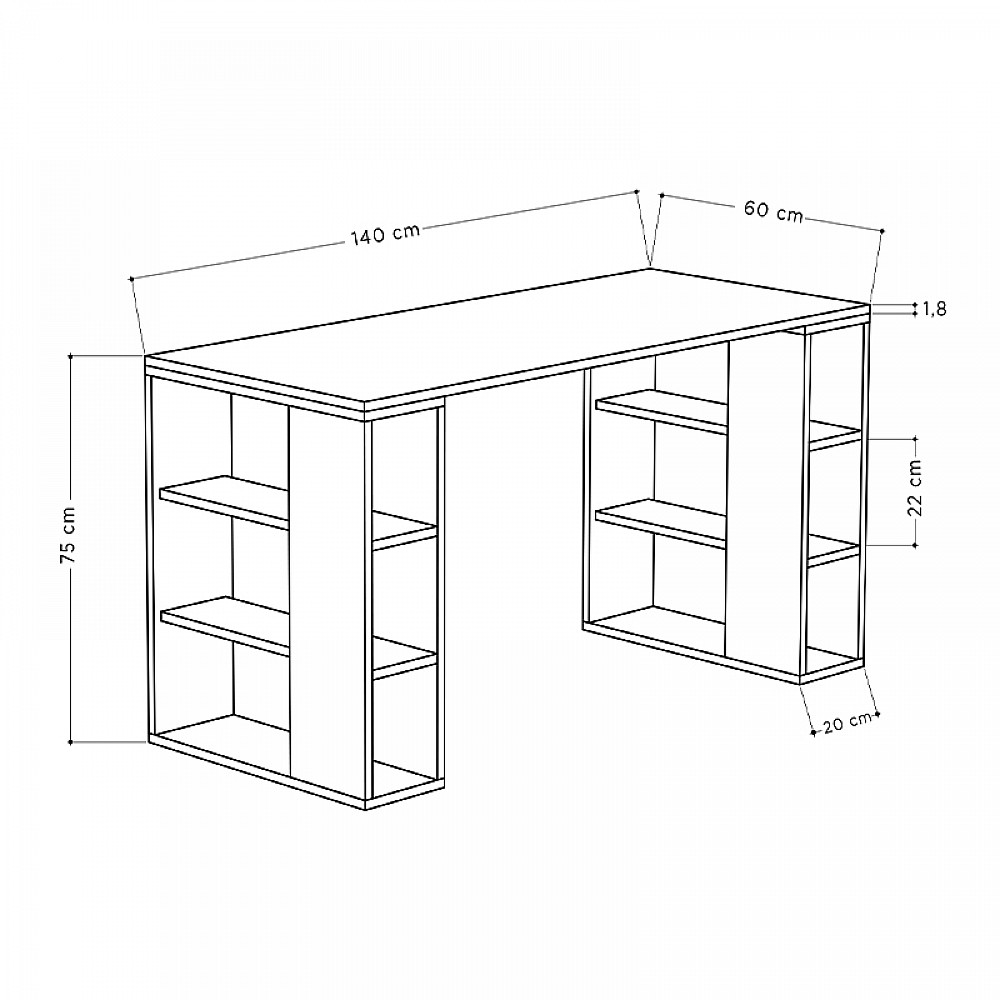 Γραφείο εργασίας Colmar Megapap χρώμα sapphire oak 140x60x75εκ Γραφείο εργασίας Colmar Megapap χρώμα sapphire oak 140x60x75εκ