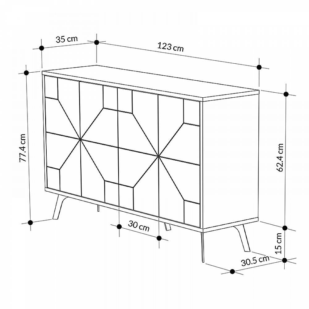 Μπουφές Dune Megapap χρώμα ανοιχτό καρυδί 123x35x77,4εκ. Μπουφές Dune Megapap χρώμα ανοιχτό καρυδί 123x35x77,4εκ.