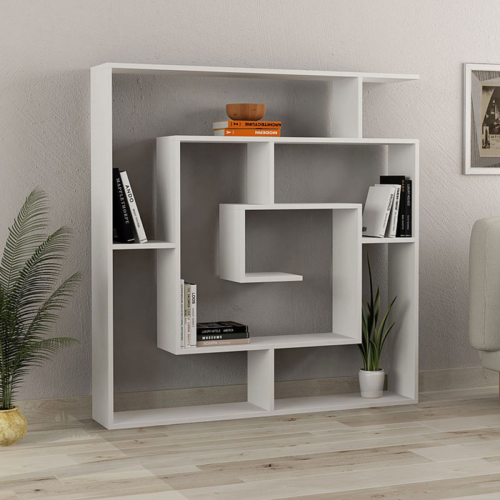 Βιβλιοθήκη Labirent Megapap χρώμα λευκό 125x22x129εκ. Βιβλιοθήκη Labirent Megapap χρώμα λευκό 125x22x129εκ.