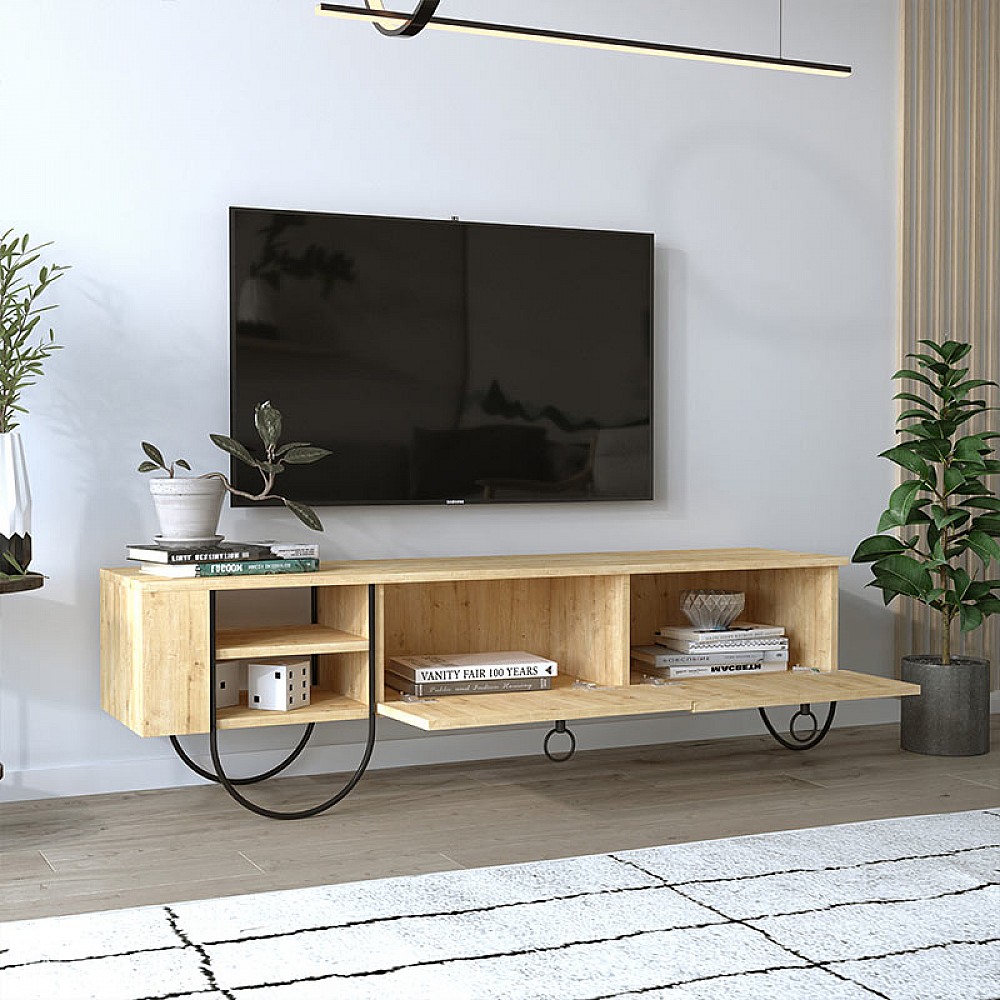 Έπιπλο τηλεόρασης Norfolk Megapap χρώμα φυσικό οξιάς 151x35x43εκ. Έπιπλο τηλεόρασης Norfolk Megapap χρώμα φυσικό οξιάς 151x35x43εκ.