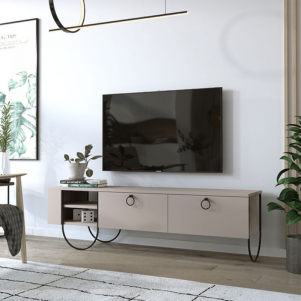 Έπιπλο τηλεόρασης Norfolk Megapap χρώμα ανοιχτή μόκα 151x35x43εκ. Έπιπλο τηλεόρασης Norfolk Megapap χρώμα ανοιχτή μόκα 151x35x43εκ.