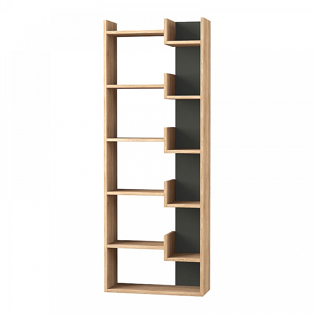 Βιβλιοθήκη Oppa Megapap χρώμα φυσικό οξιάς/ανθρακί 60x22x162εκ. Βιβλιοθήκη Oppa Megapap χρώμα φυσικό οξιάς/ανθρακί 60x22x162εκ.