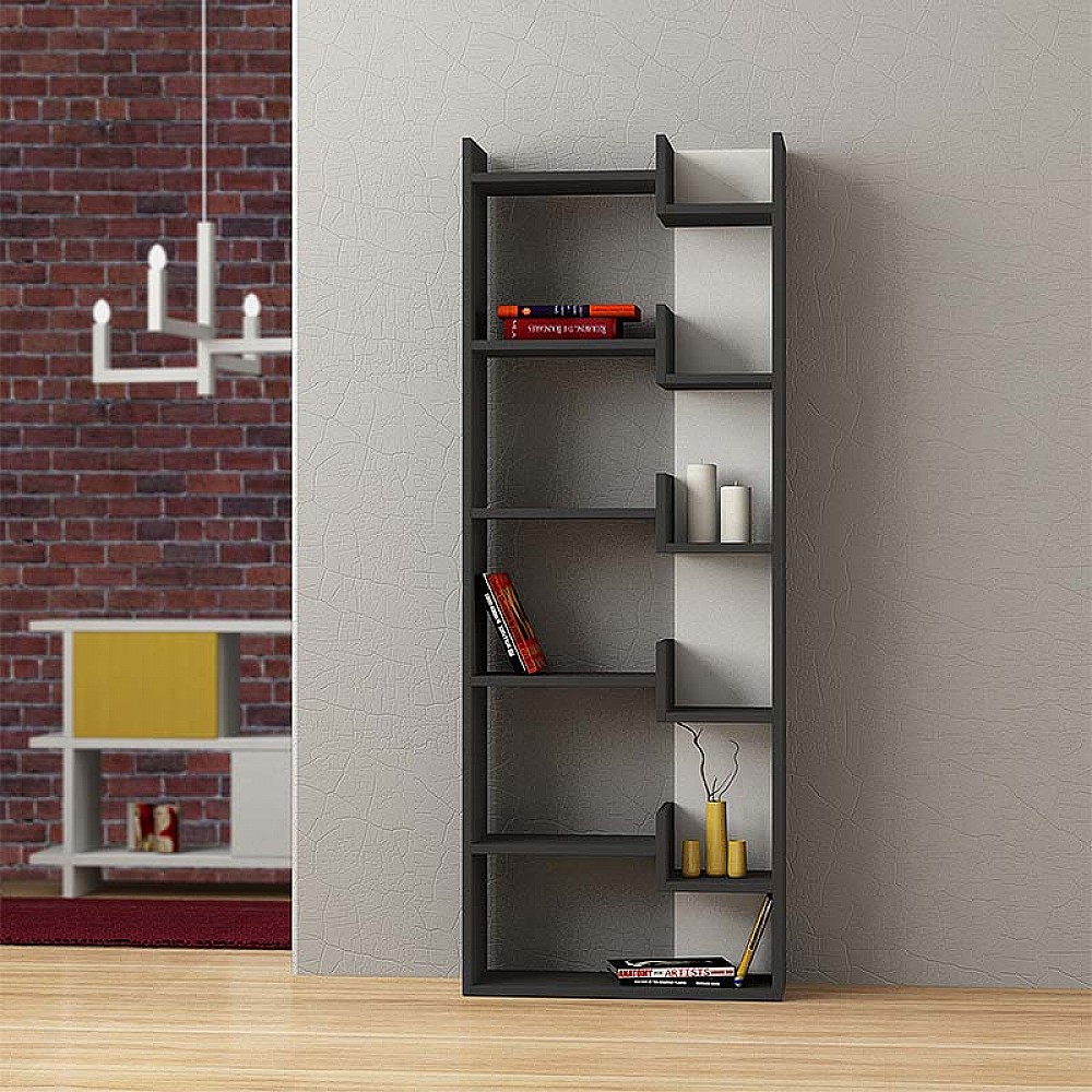 Βιβλιοθήκη Oppa Megapap χρώμα ανθρακί - λευκό 60x22x162εκ. Βιβλιοθήκη Oppa Megapap χρώμα ανθρακί - λευκό 60x22x162εκ.
