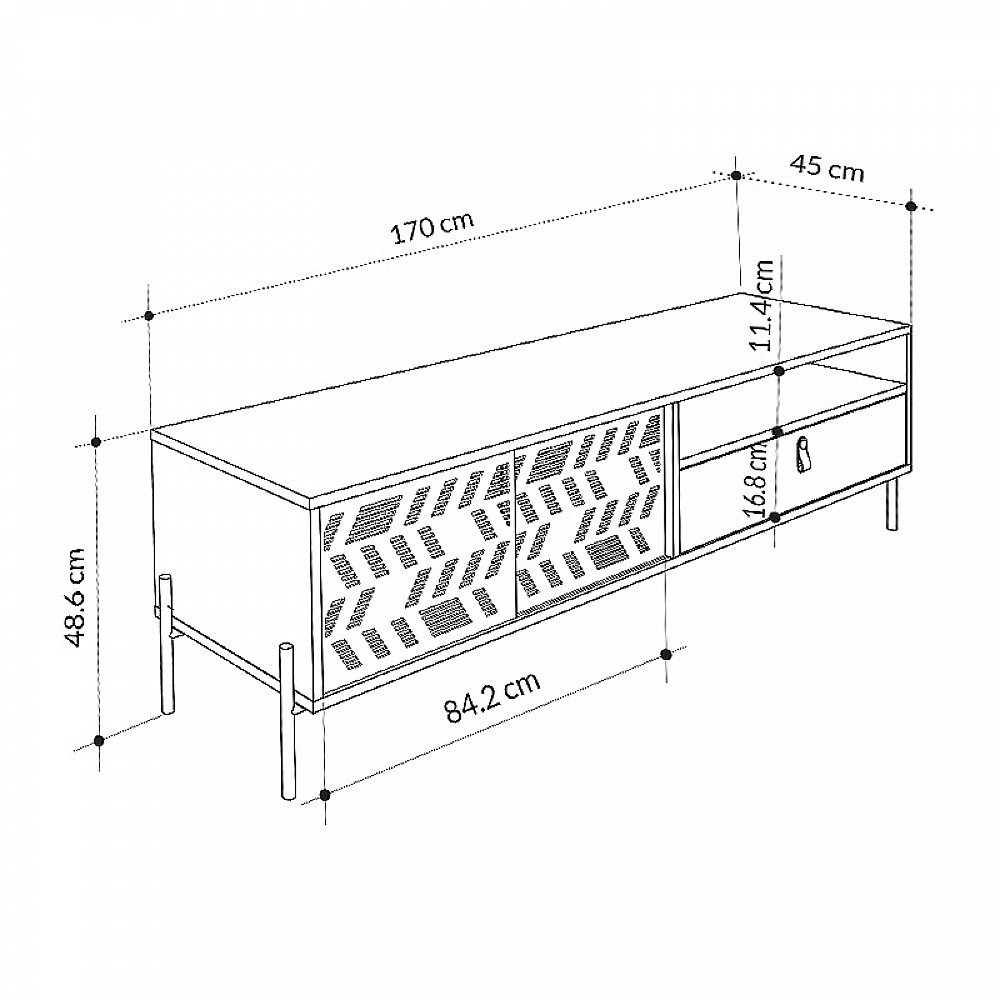 Έπιπλο τηλεόρασης Dionysos Megapap χρώμα φυσικό οξιάς 170x45x48,6εκ. Έπιπλο τηλεόρασης Dionysos Megapap χρώμα φυσικό οξιάς 170x45x48,6εκ.
