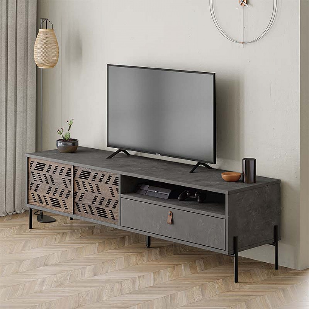 Έπιπλο τηλεόρασης Dionysos Megapap χρώμα γκρι ρετρό 170x45x48,6εκ. Έπιπλο τηλεόρασης Dionysos Megapap χρώμα γκρι ρετρό 170x45x48,6εκ.