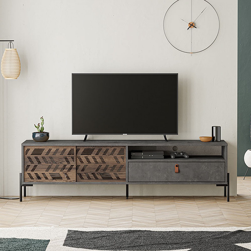 Έπιπλο τηλεόρασης Dionysos Megapap χρώμα γκρι ρετρό 170x45x48,6εκ. Έπιπλο τηλεόρασης Dionysos Megapap χρώμα γκρι ρετρό 170x45x48,6εκ.