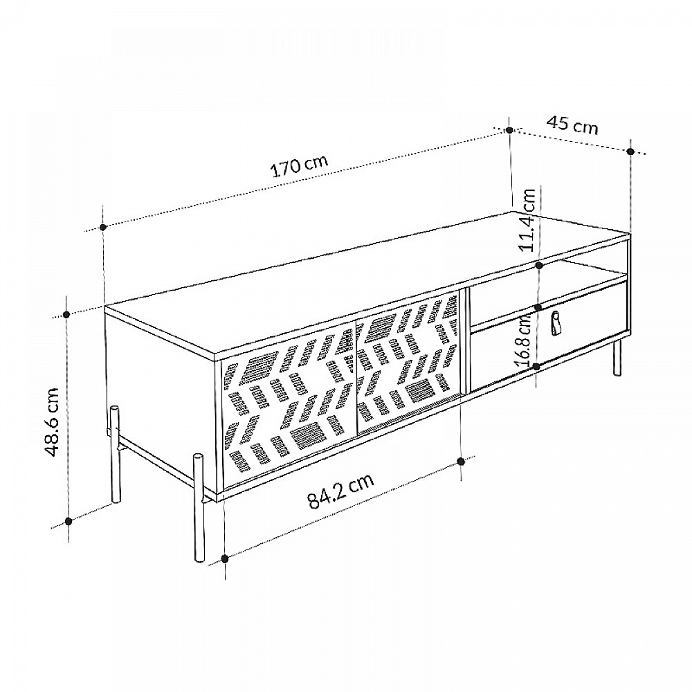Έπιπλο τηλεόρασης Dionysos Megapap χρώμα γκρι ρετρό 170x45x48,6εκ. Έπιπλο τηλεόρασης Dionysos Megapap χρώμα γκρι ρετρό 170x45x48,6εκ.