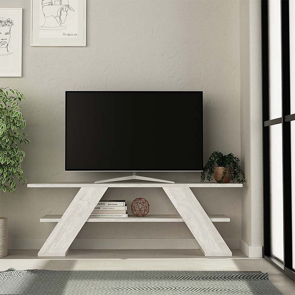 Έπιπλο τηλεόρασης Farfalla Megapap χρώμα λευκό αντικέ 120x33,5x40εκ. Έπιπλο τηλεόρασης Farfalla Megapap χρώμα λευκό αντικέ 120x33,5x40εκ.