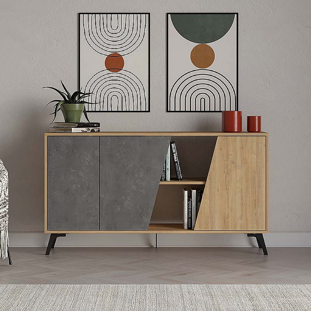 Μπουφές Fiona Megapap χρώμα φυσικό οξιάς - γκρι ρετρό 150x35,6x82εκ. Μπουφές Fiona Megapap χρώμα φυσικό οξιάς - γκρι ρετρό 150x35,6x82εκ.