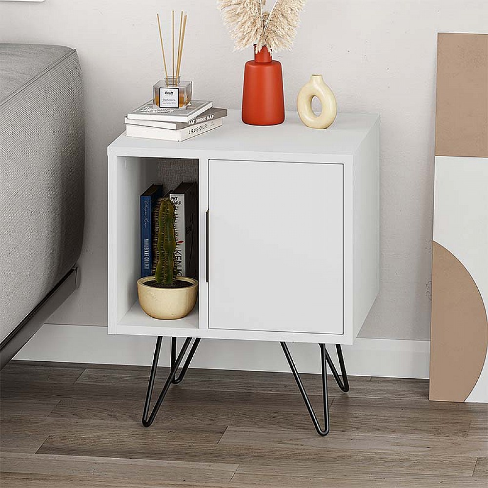 Κομοδίνο Glynn Megapap χρώμα λευκό 50,2x44,6x60εκ. Κομοδίνο Glynn Megapap χρώμα λευκό 50,2x44,6x60εκ.