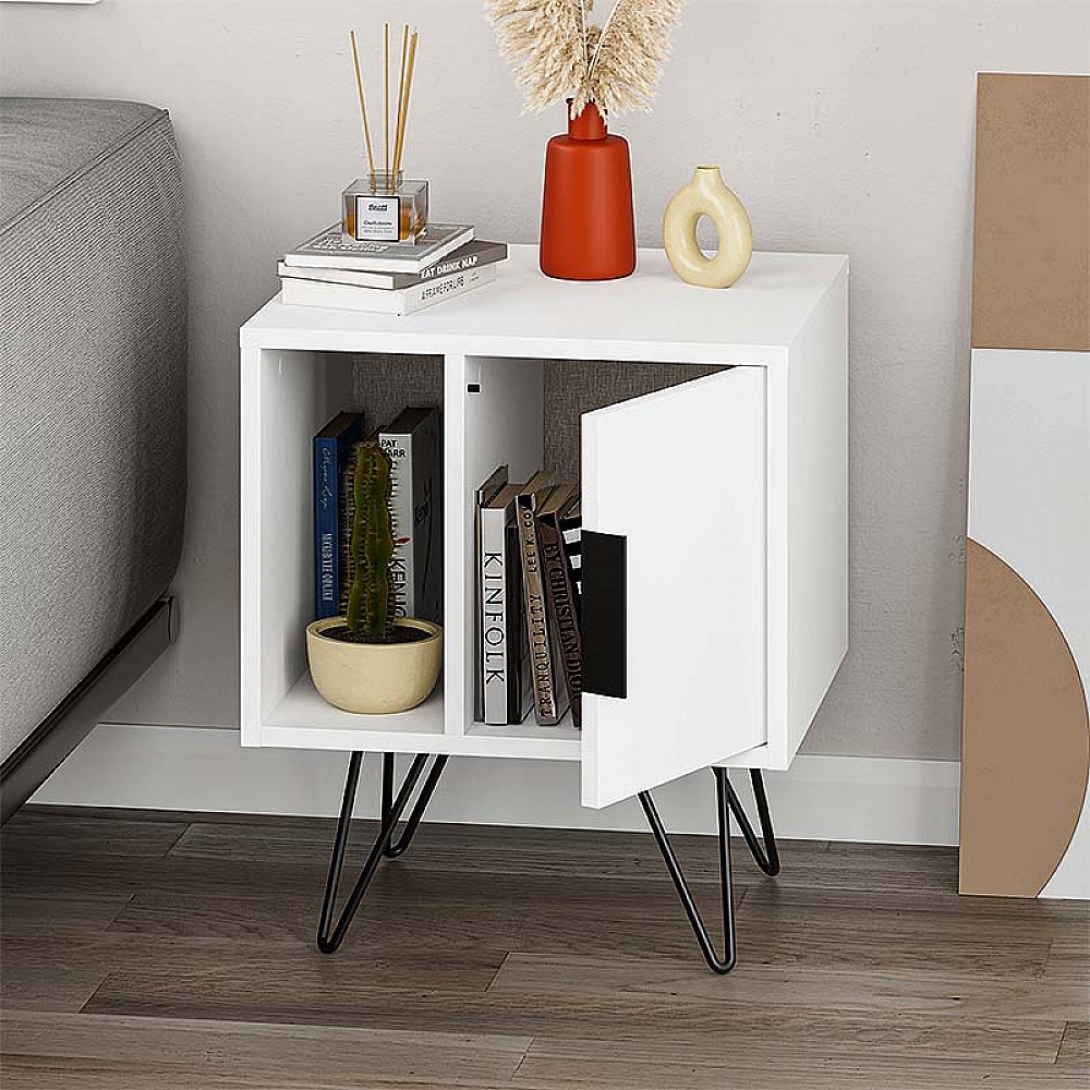 Κομοδίνο Glynn Megapap χρώμα λευκό 50,2x44,6x60εκ. Κομοδίνο Glynn Megapap χρώμα λευκό 50,2x44,6x60εκ.