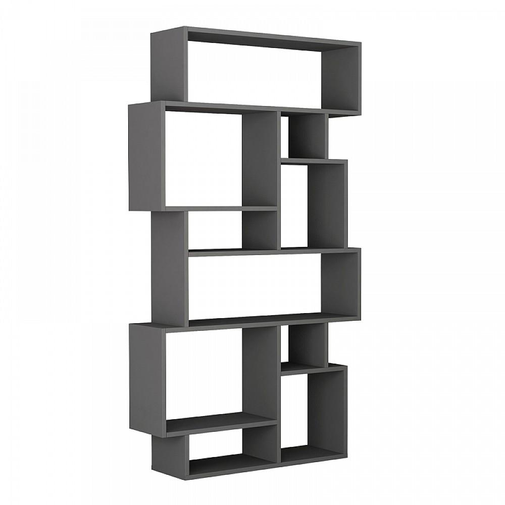 Βιβλιοθήκη Karmato Megapap χρώμα ανθρακί 96x25,5x168,5εκ.