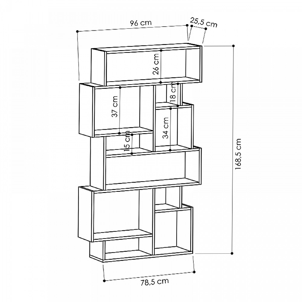 Βιβλιοθήκη Karmato Megapap χρώμα ανθρακί 96x25,5x168,5εκ. Βιβλιοθήκη Karmato Megapap χρώμα ανθρακί 96x25,5x168,5εκ.