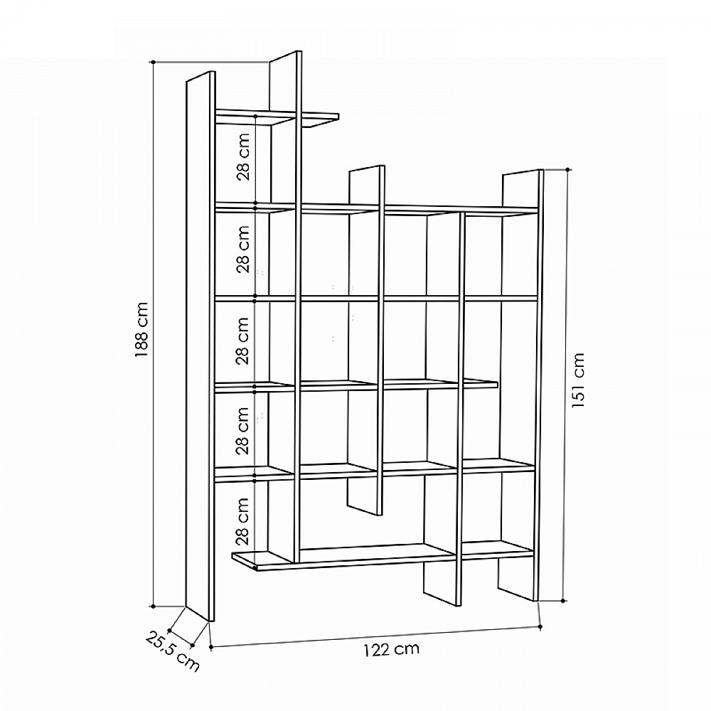 Βιβλιοθήκη Manco Megapap χρώμα ανθρακί 122x25,5x188εκ. Βιβλιοθήκη Manco Megapap χρώμα ανθρακί 122x25,5x188εκ.