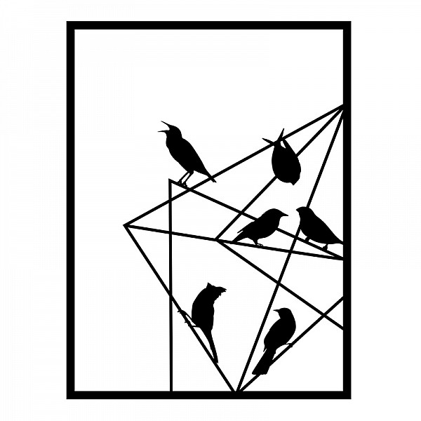 Διακοσμητικό τοίχου Birds on Wire Megapap μεταλλικό χρώμα μαύρο 37x2x49εκ.