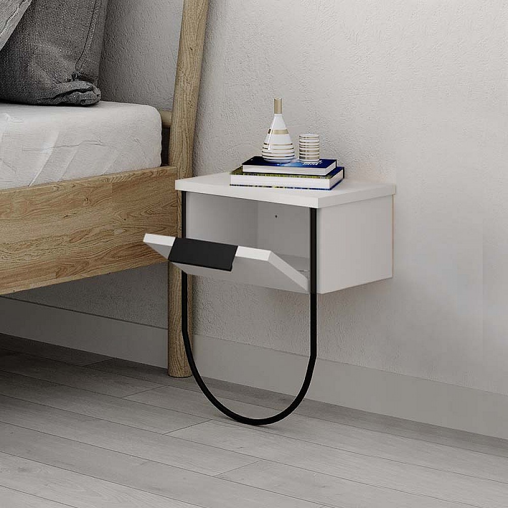 Κομοδίνο επιτοίχιο Norfolk Megapap χρώμα λευκό 33x25x44εκ. Κομοδίνο επιτοίχιο Norfolk Megapap χρώμα λευκό 33x25x44εκ.