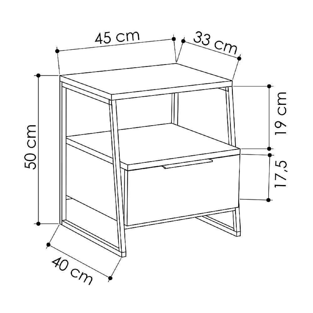 Κομοδίνο Pal Megapap χρώμα ανθρακί 45x40x50εκ. Κομοδίνο Pal Megapap χρώμα ανθρακί 45x40x50εκ.