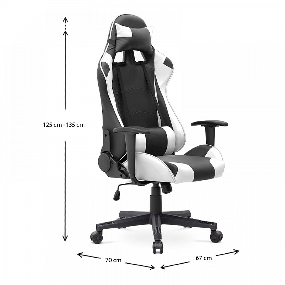 Καρέκλα γραφείου Gaming Alonso Megapap από τεχνόδερμα χρώμα λευκό - μαύρο 67x70x125/135 εκ. Καρέκλα γραφείου Gaming Alonso Megapap από τεχνόδερμα χρώμα λευκό - μαύρο 67x70x125/135 εκ.