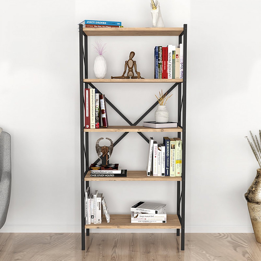Βιβλιοθήκη Jocasta Megapap μεταλλική - μελαμίνης χρώμα pine oak 66x34x160εκ. Βιβλιοθήκη Jocasta Megapap μεταλλική - μελαμίνης χρώμα pine oak 66x34x160εκ.