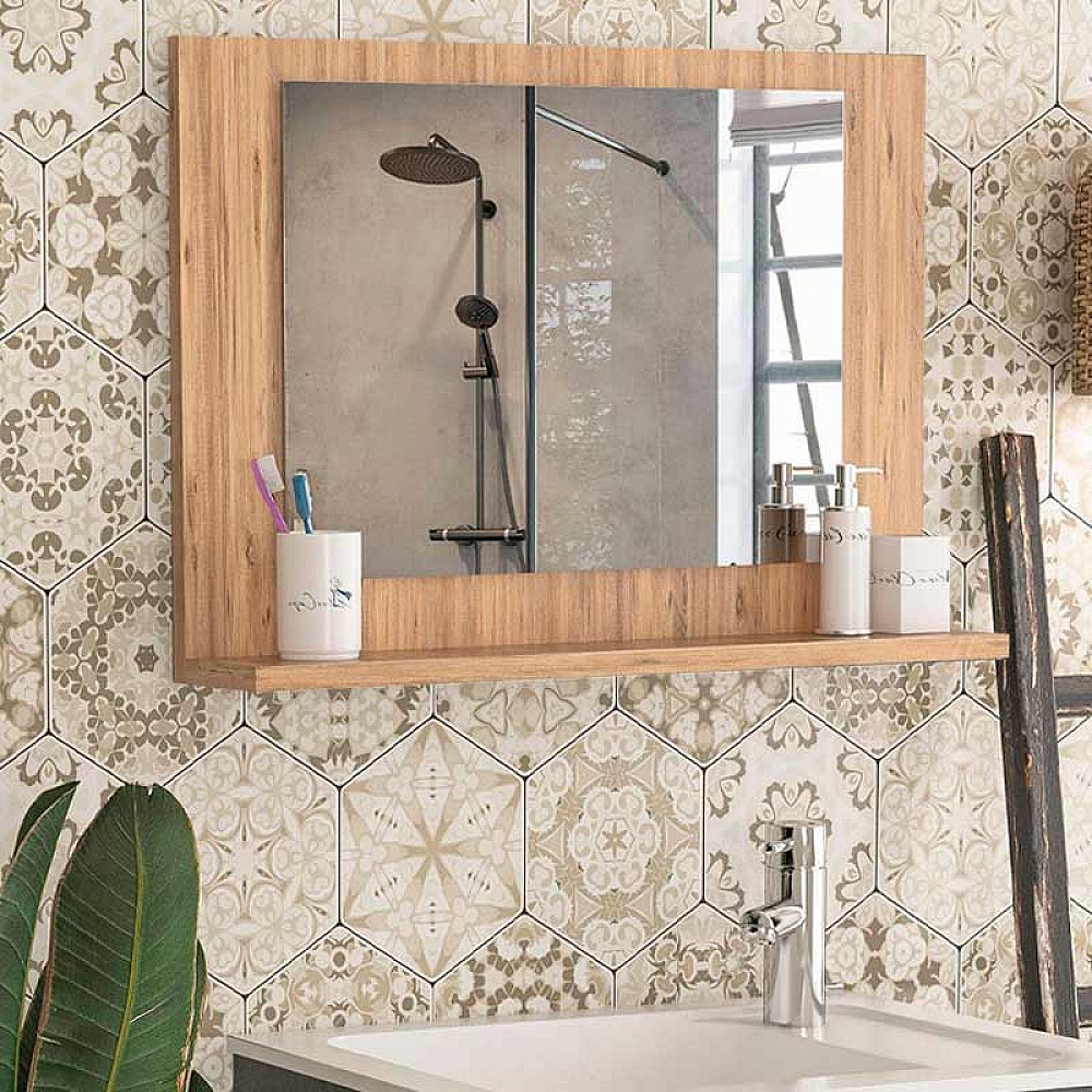 Καθρέφτης μπάνιου Devlin Megapap από μελαμίνη χρώμα pine oak 60x10x45εκ. Καθρέφτης μπάνιου Devlin Megapap από μελαμίνη χρώμα pine oak 60x10x45εκ.