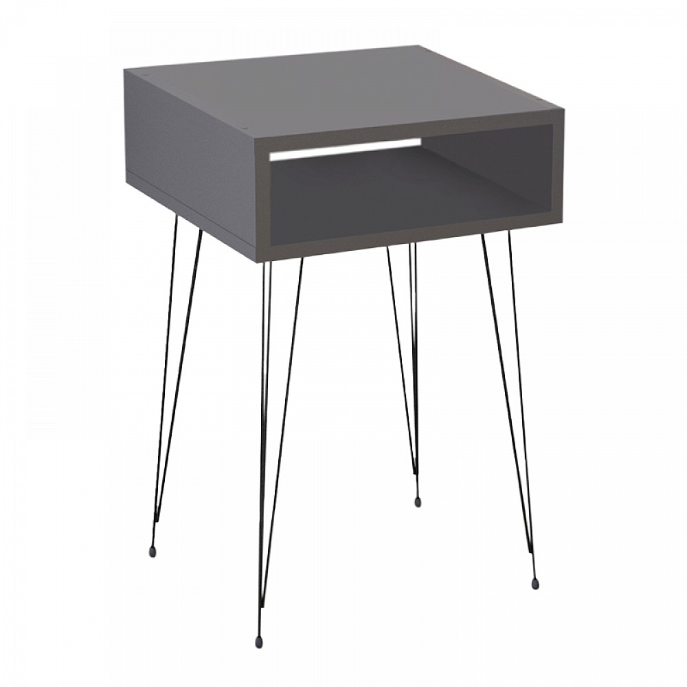 Κομοδίνο μελαμίνης Scott Megapap χρώμα ανθρακί 40x30x60εκ.