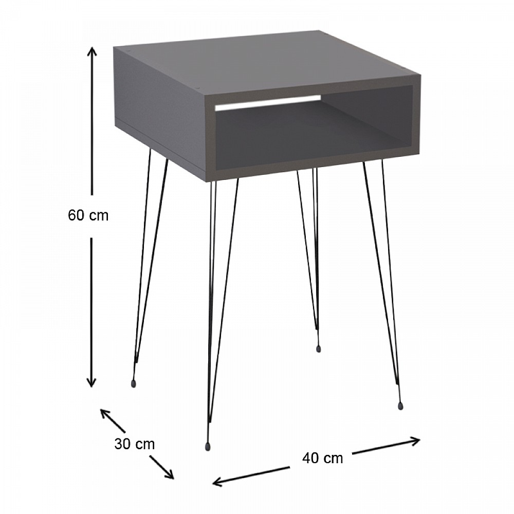 Κομοδίνο μελαμίνης Scott Megapap χρώμα ανθρακί 40x30x60εκ. Κομοδίνο μελαμίνης Scott Megapap χρώμα ανθρακί 40x30x60εκ.