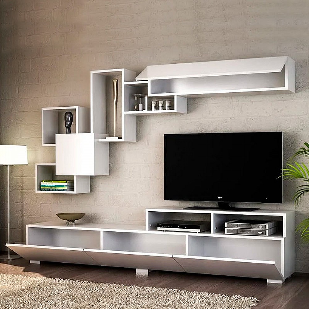 Σύνθεση τηλεόρασης Stamatia Megapap χρώμα λευκό 210x36,8x46,8εκ. Σύνθεση τηλεόρασης Stamatia Megapap χρώμα λευκό 210x36,8x46,8εκ.