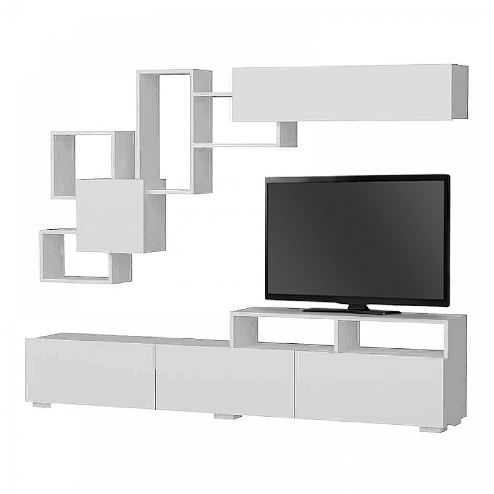 Σύνθεση τηλεόρασης Stamatia Megapap χρώμα λευκό 210x36,8x46,8εκ. Σύνθεση τηλεόρασης Stamatia Megapap χρώμα λευκό 210x36,8x46,8εκ.