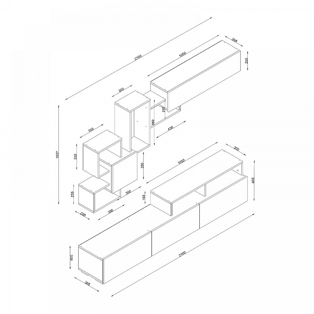 Σύνθεση τηλεόρασης Stamatia Megapap χρώμα λευκό 210x36,8x46,8εκ. Σύνθεση τηλεόρασης Stamatia Megapap χρώμα λευκό 210x36,8x46,8εκ.