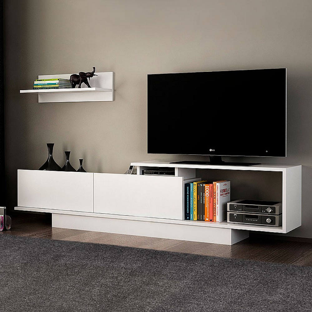 Έπιπλο τηλεόρασης Novara Megapap χρώμα λευκό 180x29,6x45εκ. Έπιπλο τηλεόρασης Novara Megapap χρώμα λευκό 180x29,6x45εκ.