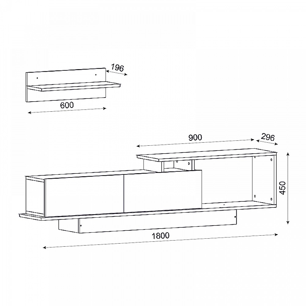 Έπιπλο τηλεόρασης Novara Megapap χρώμα λευκό - καρυδί 180x29,6x45εκ. Έπιπλο τηλεόρασης Novara Megapap χρώμα λευκό - καρυδί 180x29,6x45εκ.