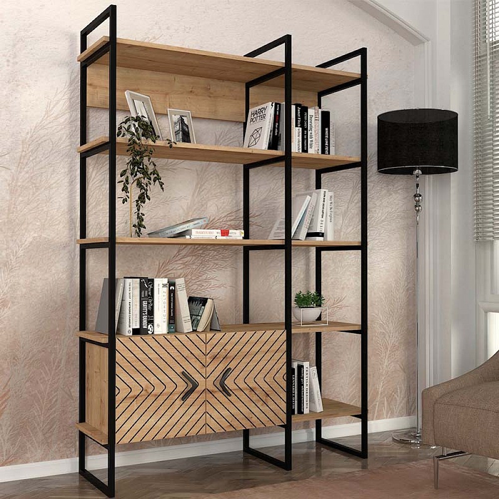 Βιβλιοθήκη Eduardo Megapap μεταλλική - μελαμίνης χρώμα sapphire oak 120x39x180εκ. Βιβλιοθήκη Eduardo Megapap μεταλλική - μελαμίνης χρώμα sapphire oak 120x39x180εκ.