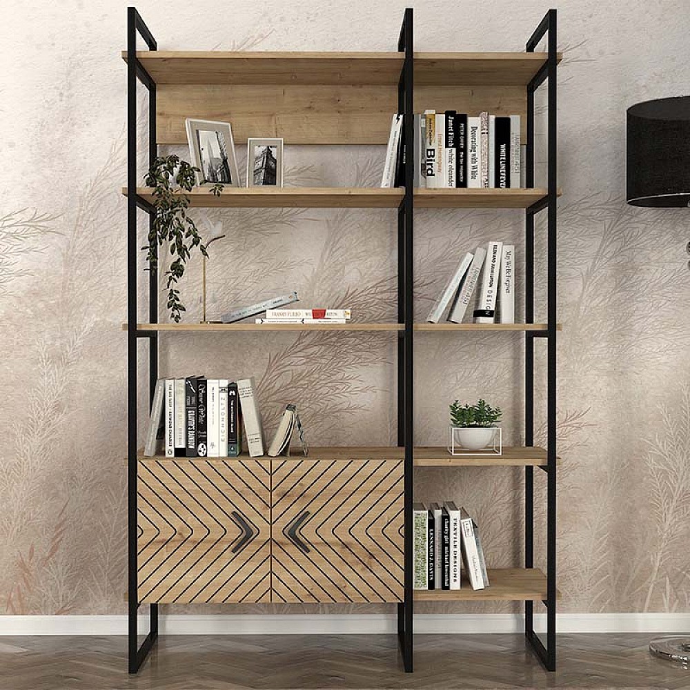 Βιβλιοθήκη Eduardo Megapap μεταλλική - μελαμίνης χρώμα sapphire oak 120x39x180εκ. Βιβλιοθήκη Eduardo Megapap μεταλλική - μελαμίνης χρώμα sapphire oak 120x39x180εκ.