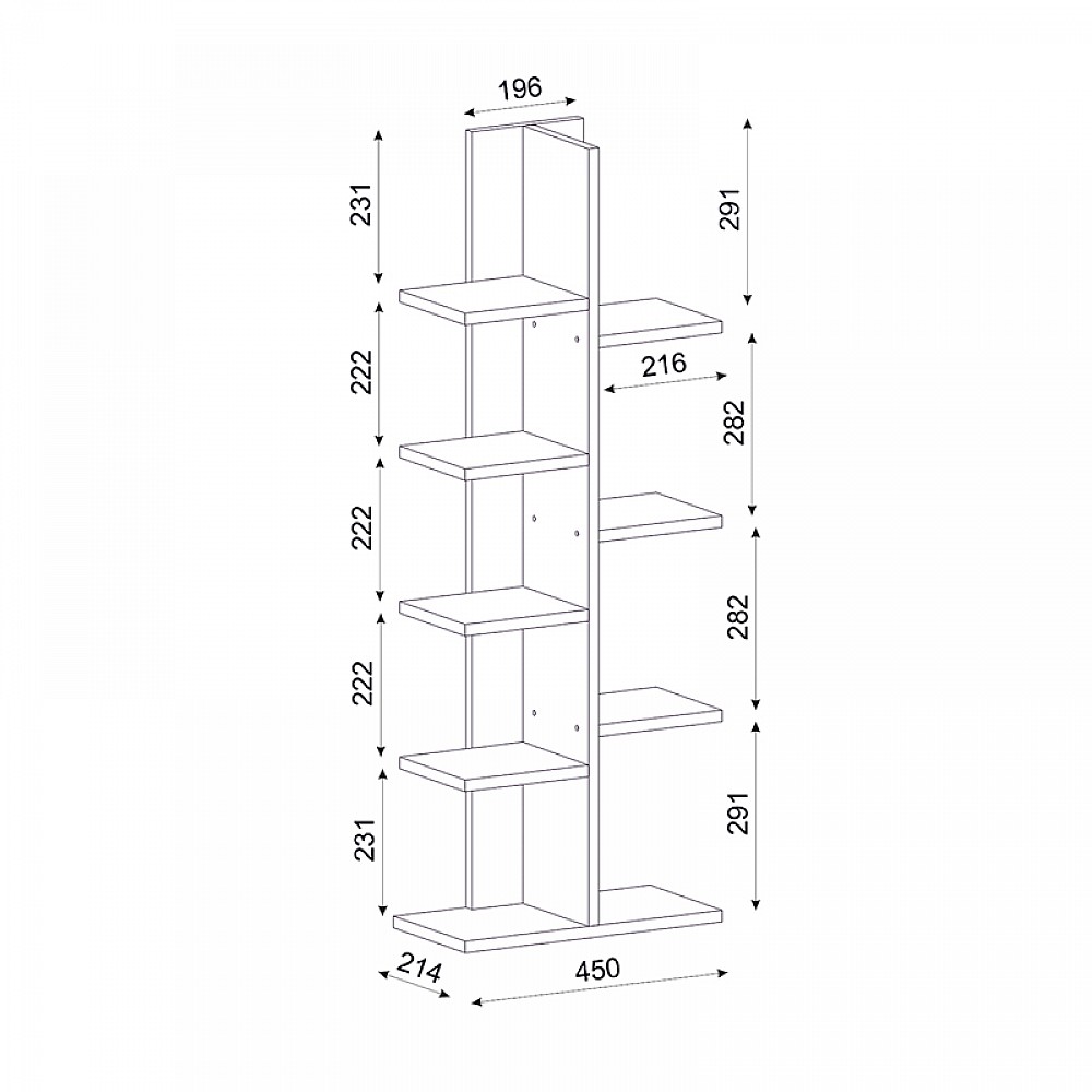Βιβλιοθήκη Tree Megapap χρώμα λευκό 45x21,4x113εκ. Βιβλιοθήκη Tree Megapap χρώμα λευκό 45x21,4x113εκ.