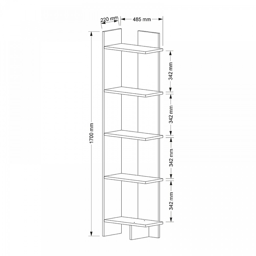 Βιβλιοθήκη Perla Megapap χρώμα λευκό 48x22x170εκ. Βιβλιοθήκη Perla Megapap χρώμα λευκό 48x22x170εκ.