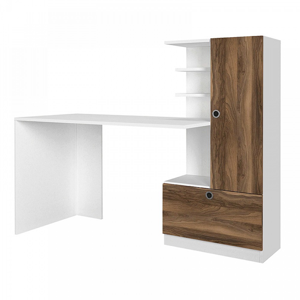 Γραφείο εργασίας Merino Megapap χρώμα λευκό - καρυδί 149,5x61,8x120εκ. Γραφείο εργασίας Merino Megapap χρώμα λευκό - καρυδί 149,5x61,8x120εκ.