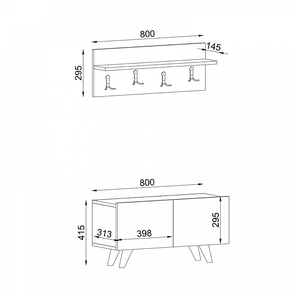 Έπιπλο εισόδου Lores Megapap χρώμα λευκό - καρυδί 80x31,3x41,5εκ. Έπιπλο εισόδου Lores Megapap χρώμα λευκό - καρυδί 80x31,3x41,5εκ.