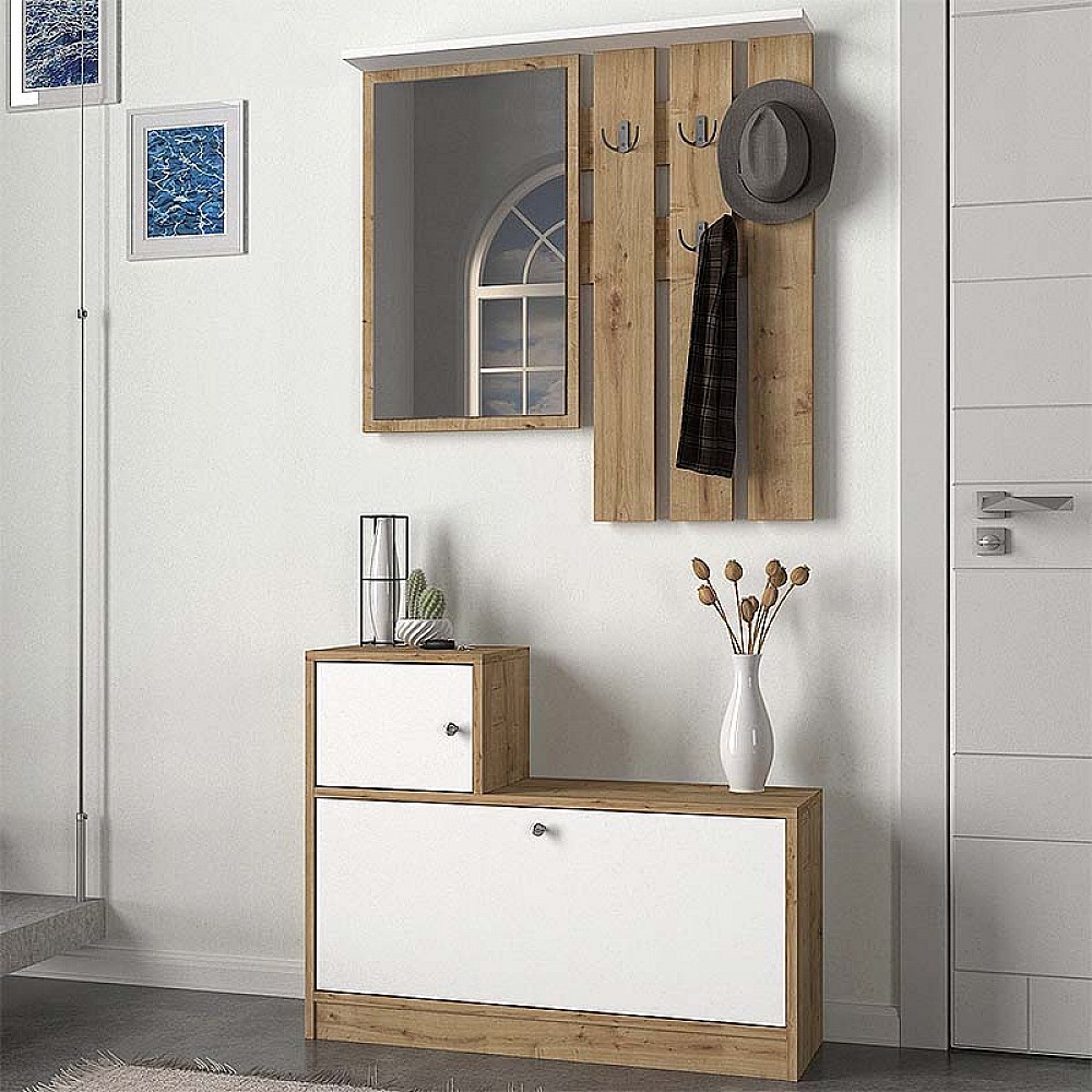 Έπιπλο εισόδου Galina Megapap χρώμα sapphire oak - λευκό 91,8x27x70εκ. Έπιπλο εισόδου Galina Megapap χρώμα sapphire oak - λευκό 91,8x27x70εκ.