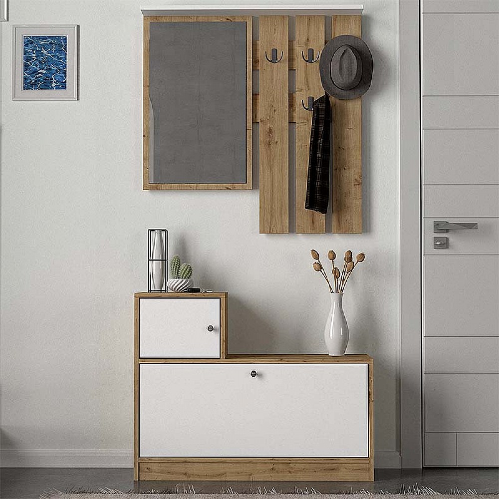 Έπιπλο εισόδου Galina Megapap χρώμα sapphire oak - λευκό 91,8x27x70εκ. Έπιπλο εισόδου Galina Megapap χρώμα sapphire oak - λευκό 91,8x27x70εκ.