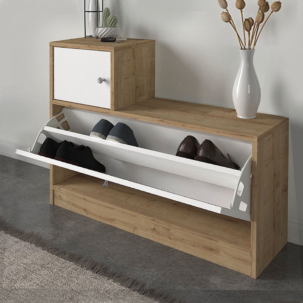 Έπιπλο εισόδου Galina Megapap χρώμα sapphire oak - λευκό 91,8x27x70εκ. Έπιπλο εισόδου Galina Megapap χρώμα sapphire oak - λευκό 91,8x27x70εκ.