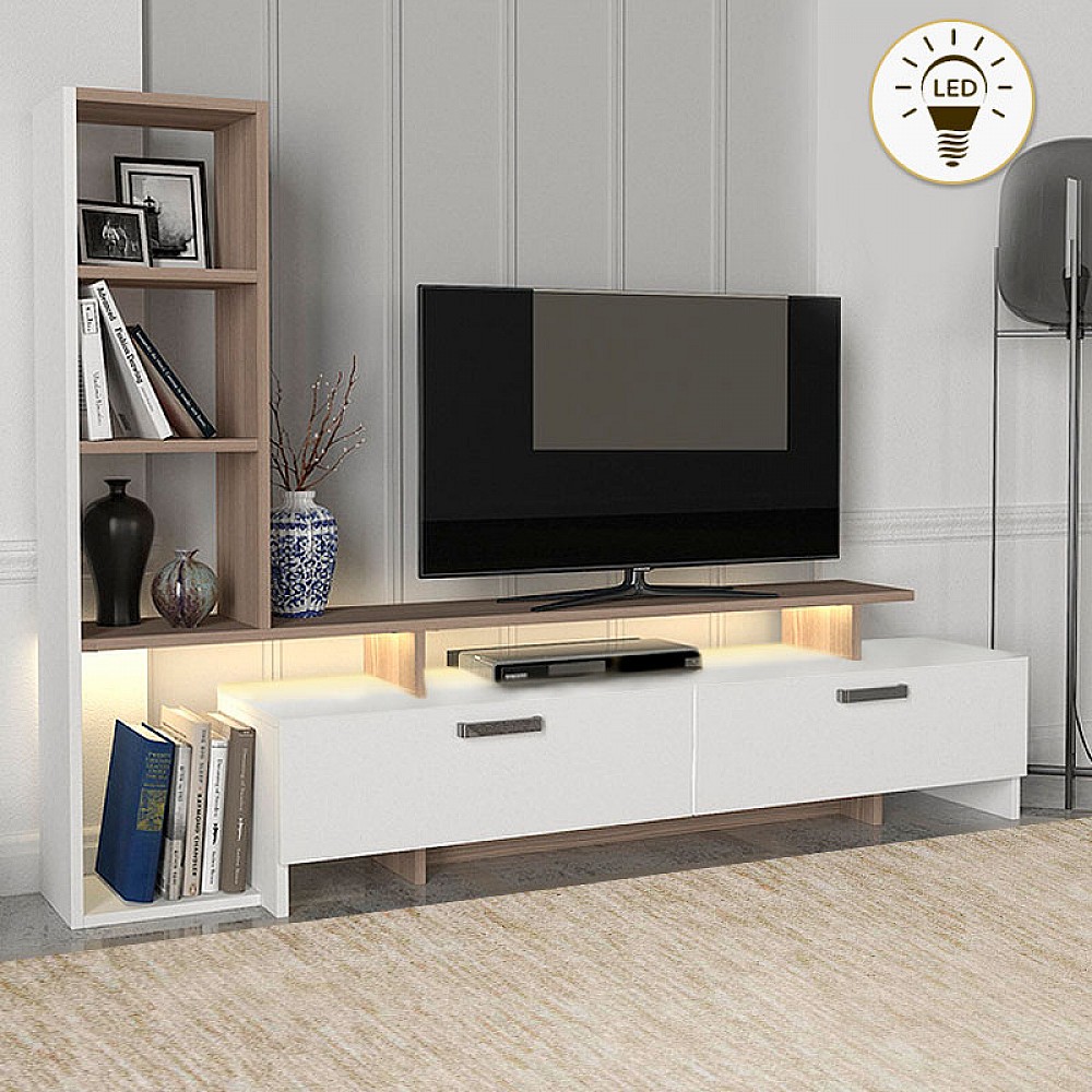 Σύνθεση τηλεόρασης Simal Megapap με LED χρώμα λευκό - cordoba 168,2x31,3x120εκ.